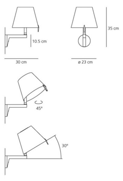 Nástenné Svietidlo Artemide, Metalická, Obývacia izba, Hliník