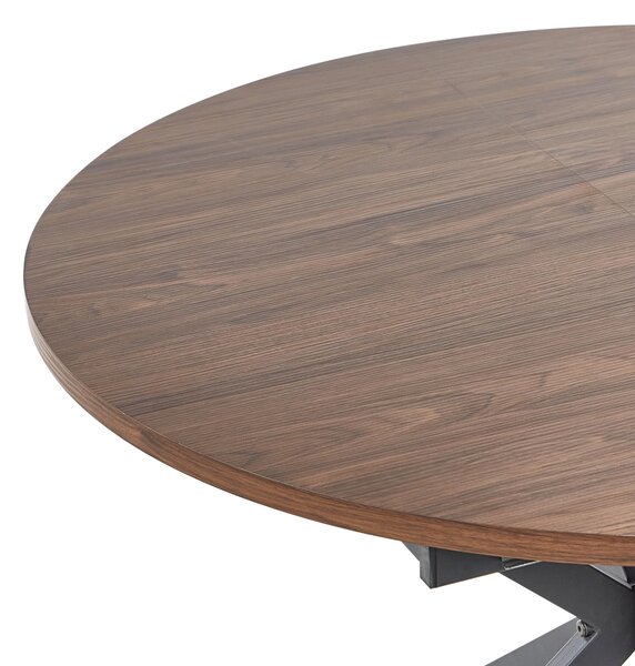 Rozkladací jedálenský stôl tmavé drevo čierna MDF kovové nohy 110/140 x 110 cm okrúhly tvar pre 6 osôb moderný štýl kuchyňa jedáleň