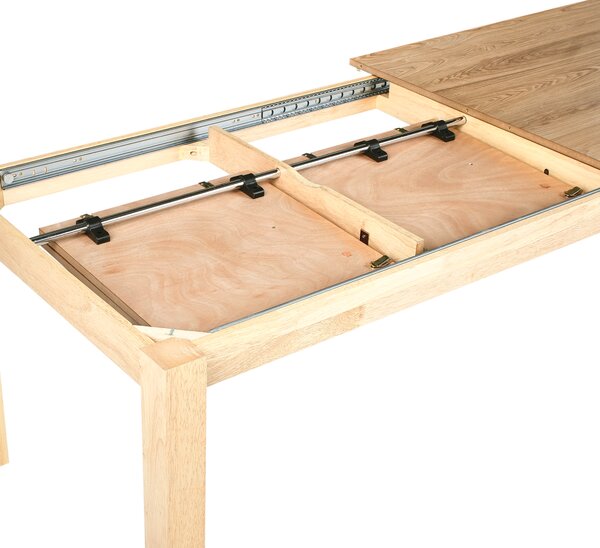 Rozkladací jedálenský stôl svetlý jaseň MDF 180/280 x 100 cm nohy z kaučukového dreva dyhovaná doska prírodná povrchová úprava
