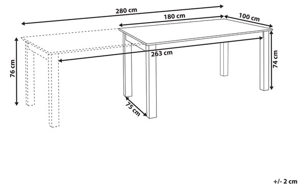 Rozkladací jedálenský stôl svetlý jaseň MDF 180/280 x 100 cm nohy z kaučukového dreva dyhovaná doska prírodná povrchová úprava