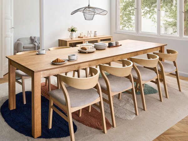 Rozkladací jedálenský stôl svetlý jaseň MDF 180/280 x 100 cm nohy z kaučukového dreva dyhovaná doska prírodná povrchová úprava