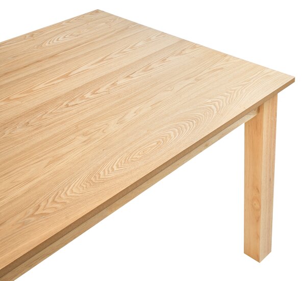 Rozkladací jedálenský stôl svetlý jaseň MDF 180/280 x 100 cm nohy z kaučukového dreva dyhovaná doska prírodná povrchová úprava