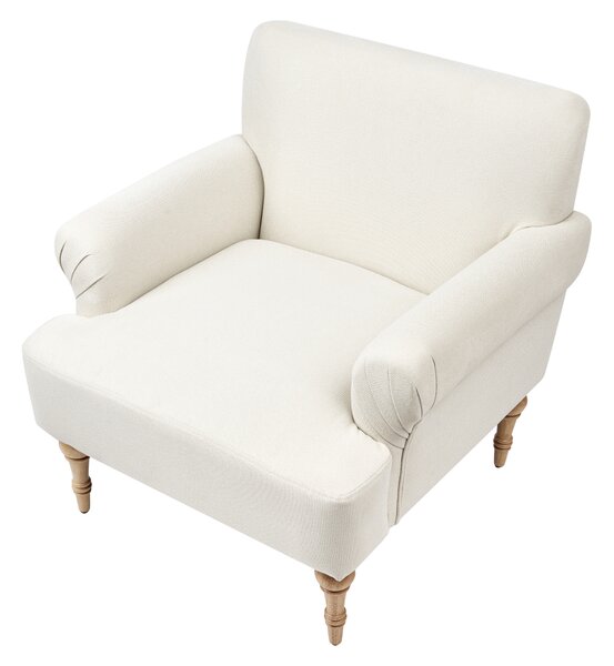 Kreslo svetlobéžové polyester látkové čalúnenie vodoodpudivá tkanina nohy z kaučukového dreva retro minimalistický štýl obývačka