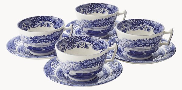 Šálky na čaj's podšálkami Blue Italian, 4 ks
