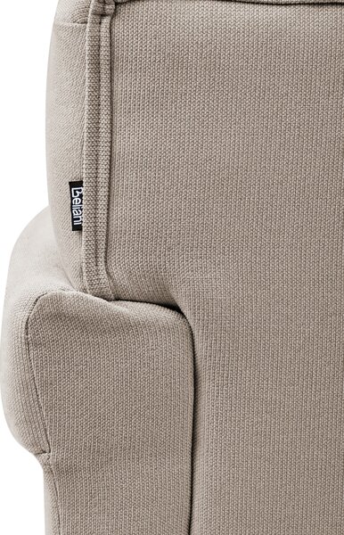 Kreslo sivobéžové polyester látkové čalúnenie vodoodpudivá tkanina nohy z kaučukového dreva retro minimalistický štýl obývačka