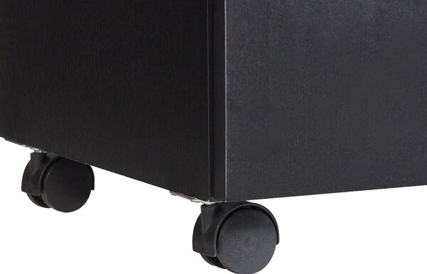 Kúpeľňová skrinka čierna MDP syntetický materiál na kolieskach so zásuvkami moderný štýl kúpeľňa