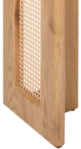 Konzolový stolík svetlohnedý MDF ratanový podstavec viedenský výplet 120 cm oválny tvar moderný štýl obývacia izba