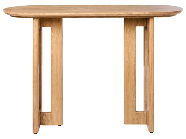 Konzolový stolík svetlohnedý MDF ratanový podstavec viedenský výplet 120 cm oválny tvar moderný štýl obývacia izba