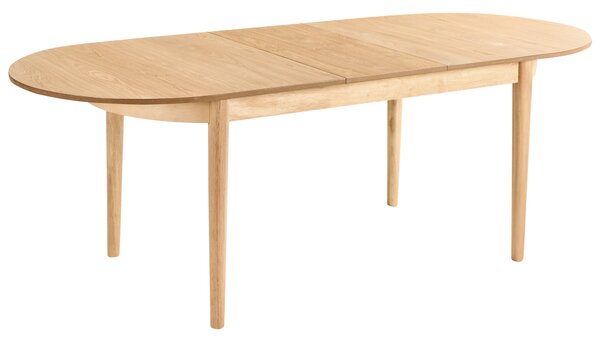 Rozkladací jedálenský stôl svetlohnedý svetlý jaseň MDF vrchná časť 180/220 x 90 cm drevené nohy moderný štýl kuchyňa jedáleň