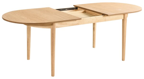 Rozkladací jedálenský stôl svetlohnedý svetlý jaseň MDF vrchná časť 180/220 x 90 cm drevené nohy moderný štýl kuchyňa jedáleň