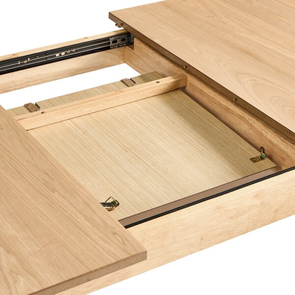Rozkladací jedálenský stôl svetlohnedý svetlý jaseň MDF vrchná časť 180/220 x 90 cm drevené nohy moderný štýl kuchyňa jedáleň