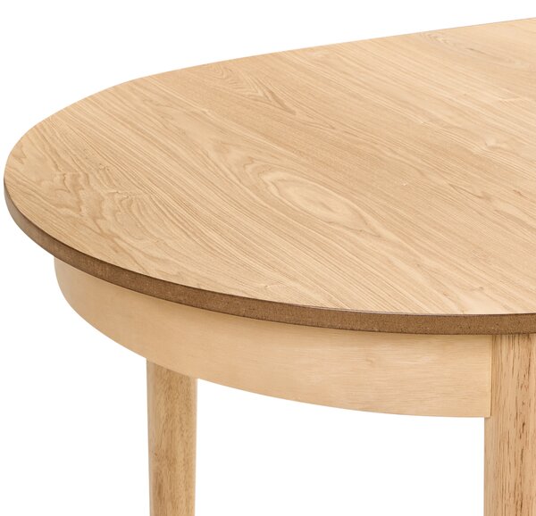 Rozkladací jedálenský stôl svetlohnedý svetlý jaseň MDF vrchná časť 180/220 x 90 cm drevené nohy moderný štýl kuchyňa jedáleň
