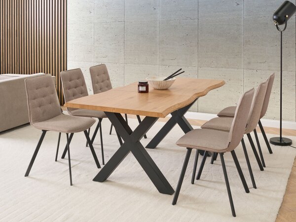Jedálenský stôl hnedá čierna MDF kov 140/180 x 90 cm rozkladací pre 6 osôb moderný rustikálny štýl kuchyňa jedáleň