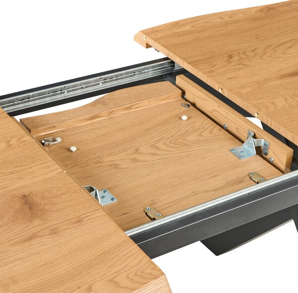Jedálenský stôl hnedá čierna MDF kov 140/180 x 90 cm rozkladací pre 6 osôb moderný rustikálny štýl kuchyňa jedáleň