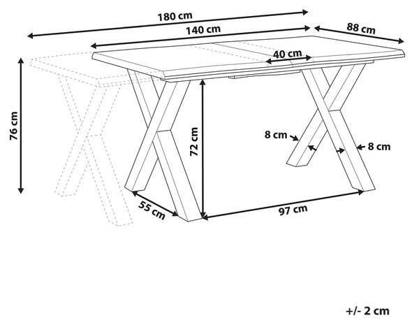 Jedálenský stôl hnedá čierna MDF kov 140/180 x 90 cm rozkladací pre 6 osôb moderný rustikálny štýl kuchyňa jedáleň