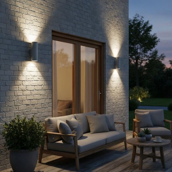 Ideal Lux - Vonkajšie nástenné svietidlo GUN 1xGU10/35W/230V 21 cm IP44 šedé