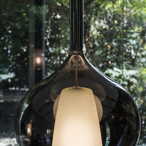 Ideal Lux - Závesný luster na kábli KALIQUE 1xE27/42W/230V priemer 18 cm dymová čierna