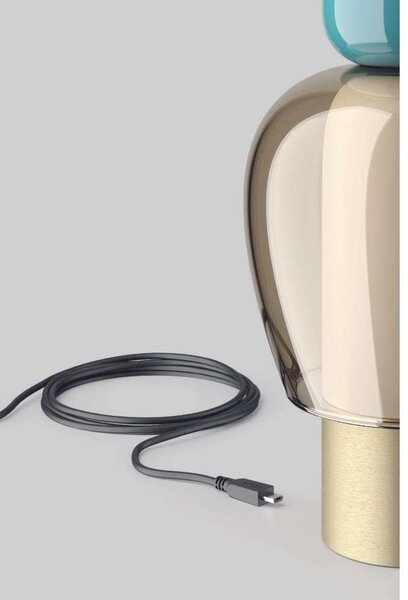 Stolová lampa Easy Peasy ToGo, hnedá/hliník, 24 cm