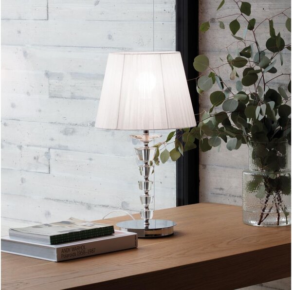 Ideal Lux - Krištáľová stolná lampa PEGASO 1xE27/60W/230V lesklý chróm