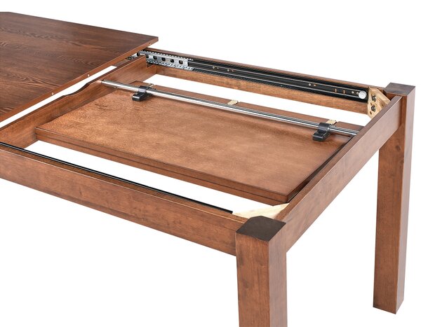 Rozkladací stôl tmavý jaseň MDF 160/240 x 90 cm nohy z kaučukového dreva dyhovaná doska prírodná povrchová úprava