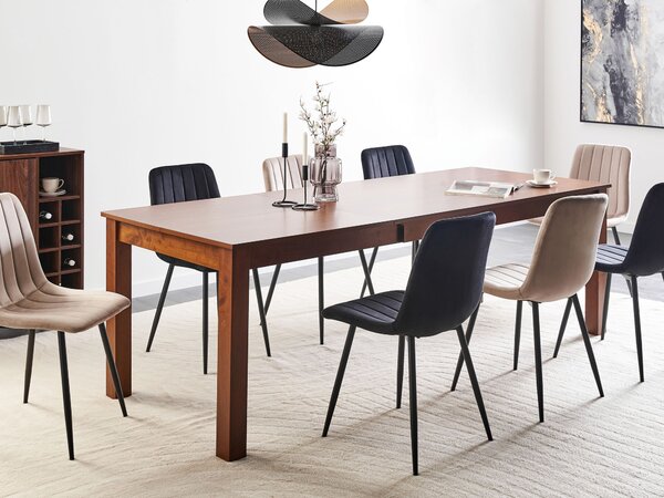 Rozkladací stôl tmavý jaseň MDF 160/240 x 90 cm nohy z kaučukového dreva dyhovaná doska prírodná povrchová úprava