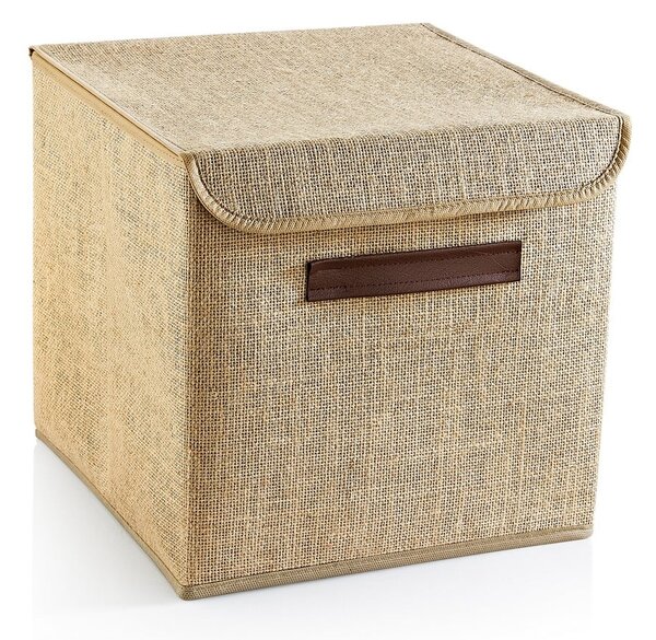 Svetlohnedý úložný box s vekom z juty 30x30x30 cm – Mioli Decor