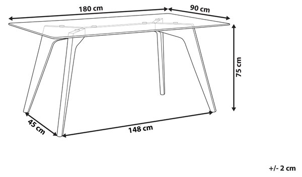 Jedálenský stôl priehľadný svetlé drevo sklenená vrchná doska drevené nohy 180 x 90 cm obdĺžnikový tvar škandinávsky štýl jedáleň kuchyňa