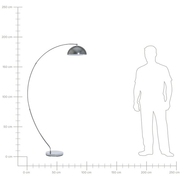 Stojaca lampa strieborná kovová 188 cm oblúkový tvar moderné osvetlenie obývacia izba