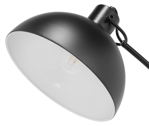 Stojacia lampa čierna kovová 155 cm nastaviteľná s tienidlom industriálny dizajn