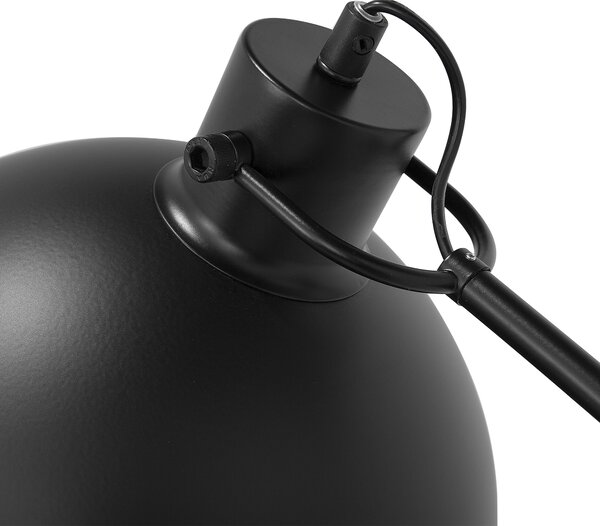 Stojacia lampa čierna kovová 155 cm nastaviteľná s tienidlom industriálny dizajn