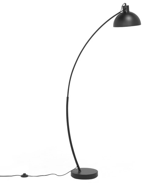 Stojacia lampa čierna kovová 155 cm nastaviteľná s tienidlom industriálny dizajn