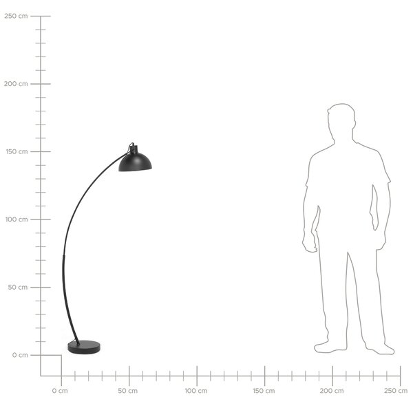 Stojacia lampa čierna kovová 155 cm nastaviteľná s tienidlom industriálny dizajn