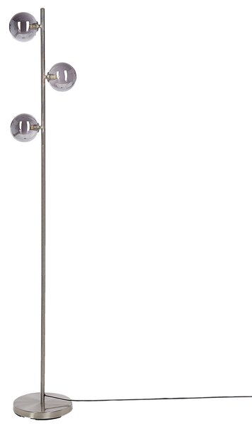 Stojaca lampa strieborná oceľ sklo 3 svetlá okrúhle tienidlá moderný glamour štýl obývačka spálňa