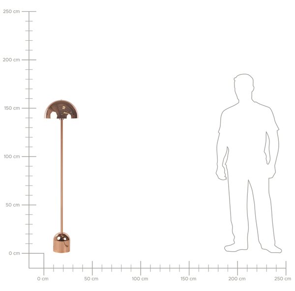 Stojaca lampa medená kovová 158 cm okrúhle tienidlo vysoká lampa kancelária obývacia izba spálňa