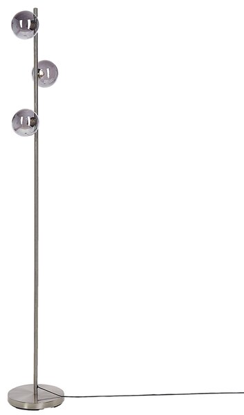 Stojaca lampa strieborná oceľ sklo 3 svetlá okrúhle tienidlá moderný glamour štýl obývačka spálňa