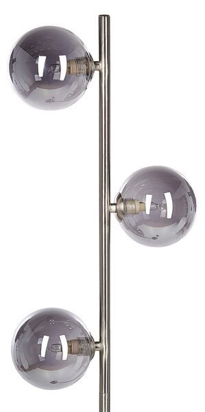 Stojaca lampa strieborná oceľ sklo 3 svetlá okrúhle tienidlá moderný glamour štýl obývačka spálňa