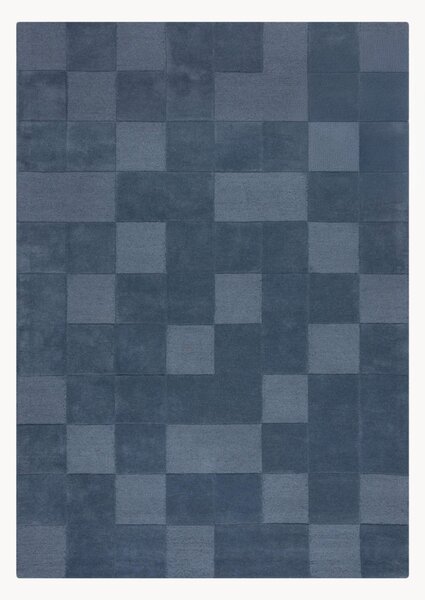 Ručne všívaný vlnený koberec's reliéfnou štruktúrou Checkerboard