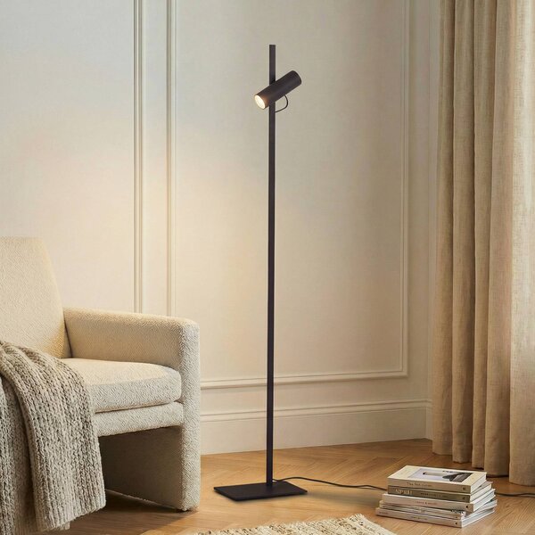 Lucande stojaca lampa Lysias, čierna, kov, výška 143,2 cm, Čierna, Obývacia izba / jedáleň, kov, Moderný, Stojaca lampa