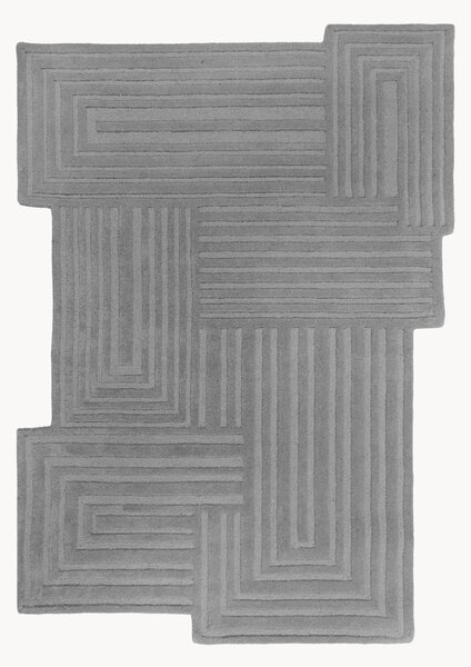 Ručne všívaný vlnený koberec's reliéfnou štruktúrou Zen Rectangles