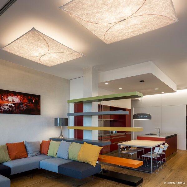 Stropné Lampa FLOS, ARIETTE, stmievateľné, Biela, Obývacia izba, Tkanina / Textil, Dizajnový