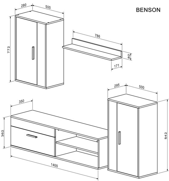 Halmar Obývacia zostava BENSON dub artisan/kašmír