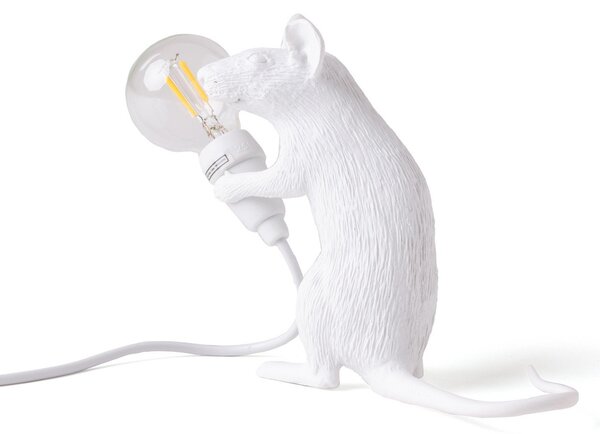 Stolové Lampa SELETTI, Mouse Lamp Valentine, Biela, Obývacia izba, Plast, Dizajnový