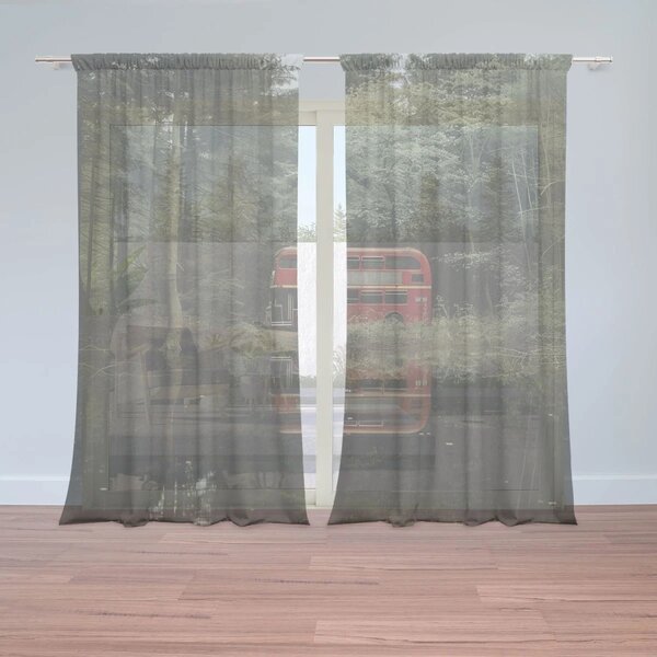 Sablio Záclony Červený poschodový autobus: 2ks 150x250cm