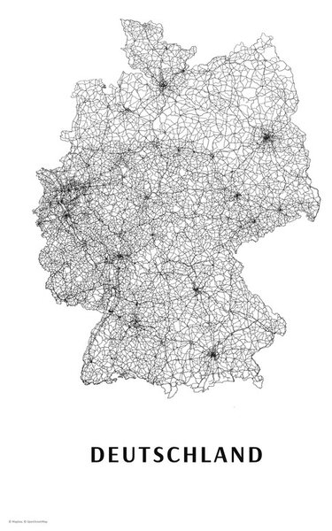 Mapa Germany black & white