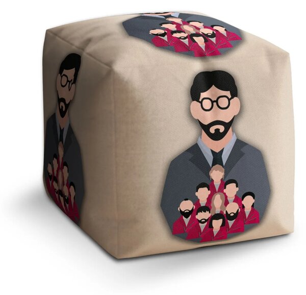 Sablio Taburet Cube Money heist Profesor a jeho tím Béžová - 40x40x40 cm