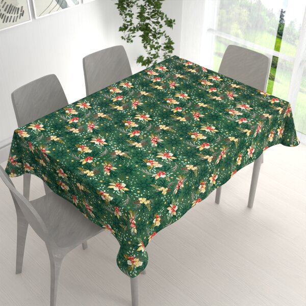 Biante Bavlnený obdĺžnikový obrus Sandra SA-713 Vianočné cezmíny na zelenom 50x100 cm