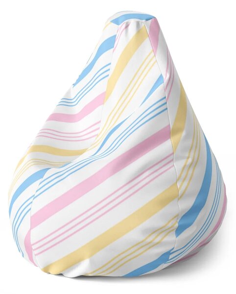 Sablio Sedací vak Pear Trojfarebné pruhy - 70 x 95 x 15 cm