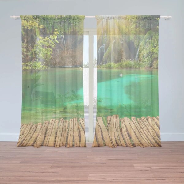 Sablio Záclony Jazierko s vodopádom: 2ks 150x250cm