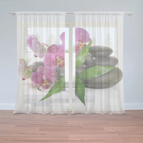 Sablio Záclony Orchidey a kamene: 2ks 150x250cm