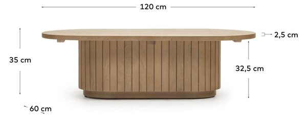 MUZZA Konferenčný stolík licia 120 x 60 cm prírodný